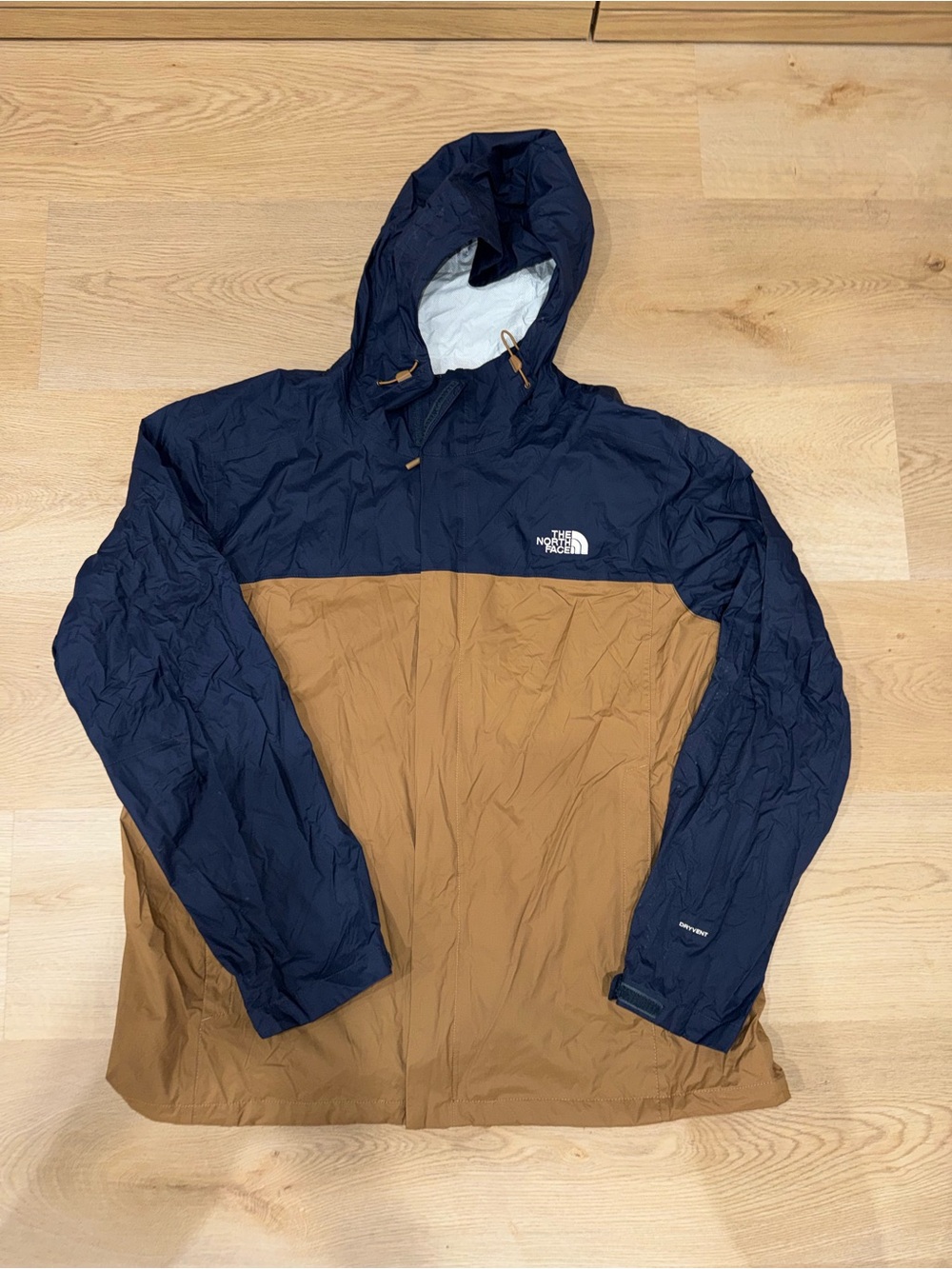 The North Face Navy and Brown Hooded Rain Jacket